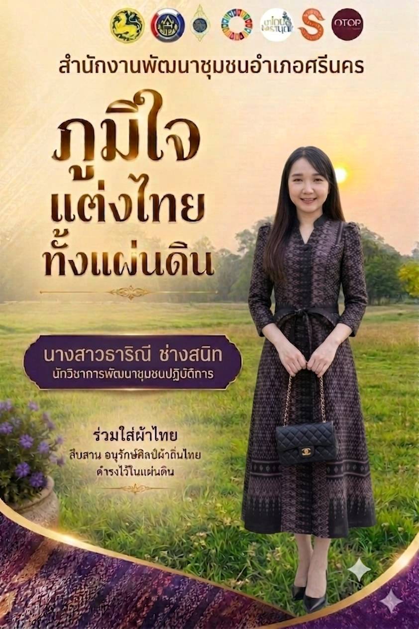 พช.ศรีนคร เชิญชวนสวมใส่ผ้าไทย ภายใต้แนวคิด “ภูมิใจแต่งไทยทั้งแผ่นดิน”และ"ผ้าไทยใส่ให้สนุก"