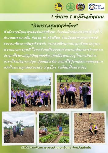 อำเภอศรีนคร “ร่วมขยายผลการดำเนินการขยายผลกิจกรรม “Quick win ” 90 วัน ปลูกผักสวนครัวเพื่อสร้างความมั่นคงทางด้านอาหาร สู่ "ชุมชนทำด้วย"